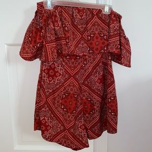 Princess Polly Red Bandana Patterned Romper